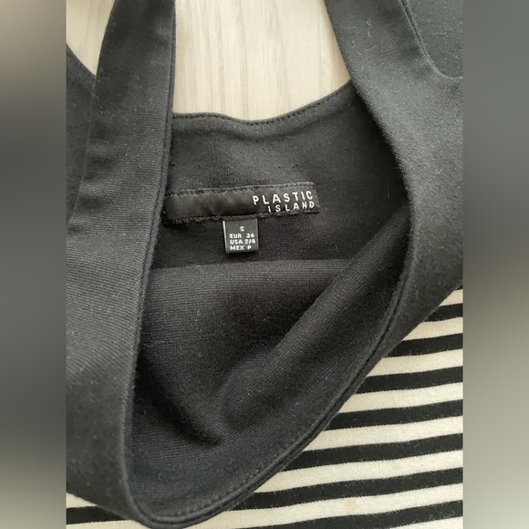 Plastic Island Black and White Striped Bodycon Mini Dress - Picture 3 of 4